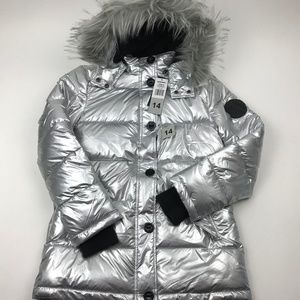 silver parka coat